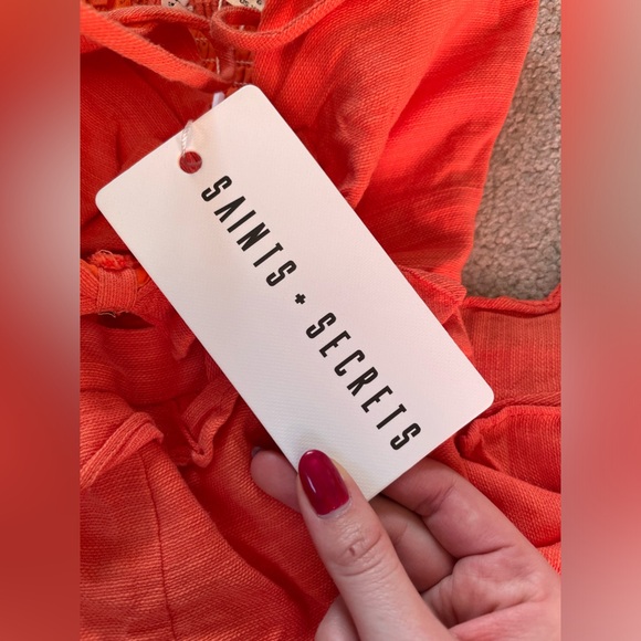 NWT Bright Orange Ruffle Romper, Size XS - Picture 10 of 10